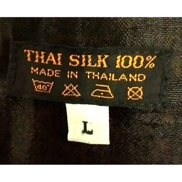 Thai Silk Sleeveless Layered Shift Dress Midi Pullover Black Gold Red - Large - Picture 7 of 8